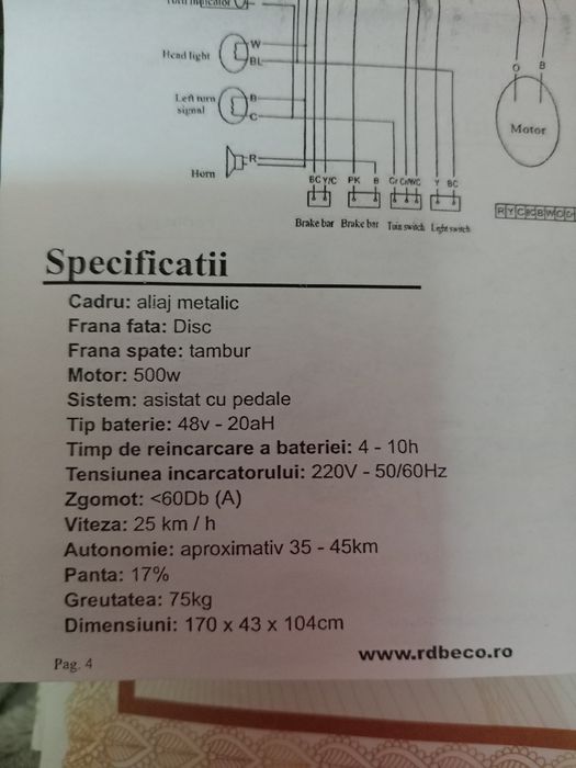 Vând scuter electric RDB fără permis
