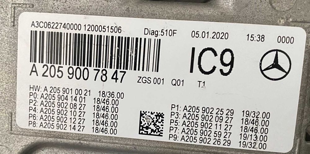 Display Mercedes Benz C Class A2059007847 W205