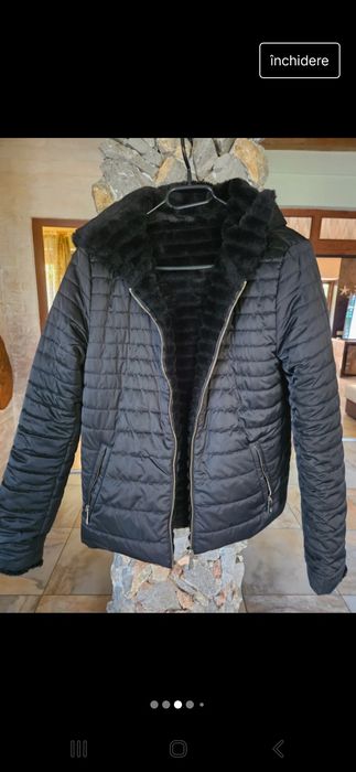 Geaca BSB  de iarna neagra cu 2 fețe..blană și fiș