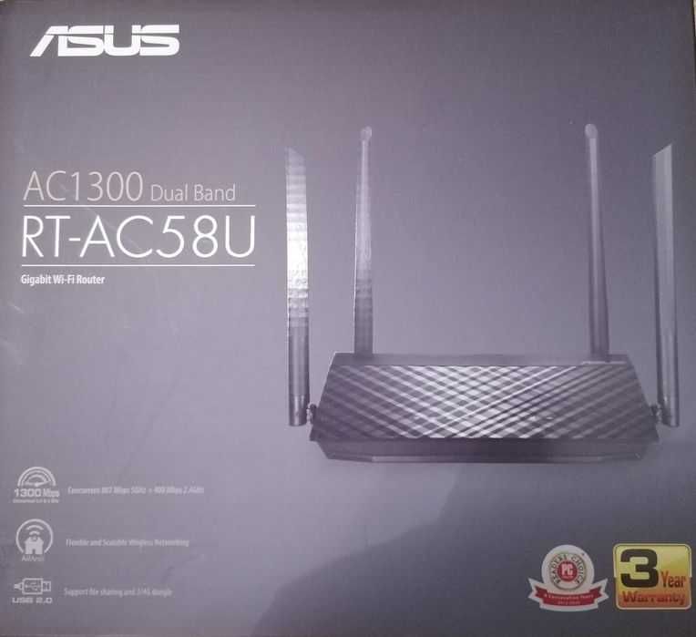 Router Wireless Gigabit ASUS RT-AC58U V3 Ac1300 VPN Usb nou sigilat