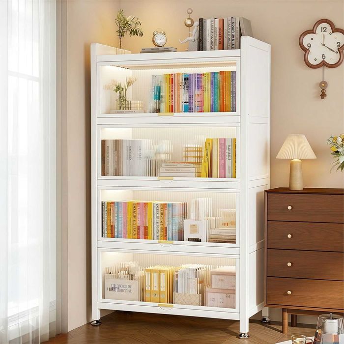 Книжный шкаф с откидной дверцей — прочный, пылезащитный