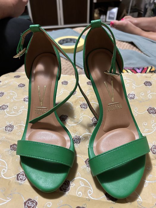 Sandale confortabile verzi, cu bareta, toc cui Vizzano 38