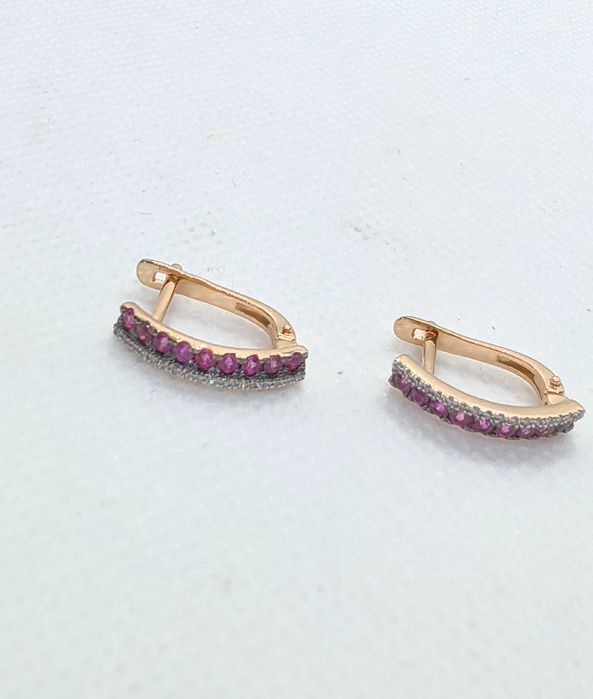 Серьги  красное золото с бриллиантами