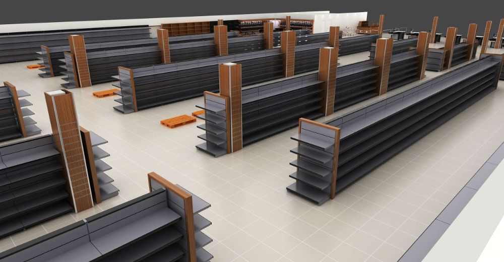 Магазинен стелаж, регал, щанд тъмно сив , матов RAL 7016