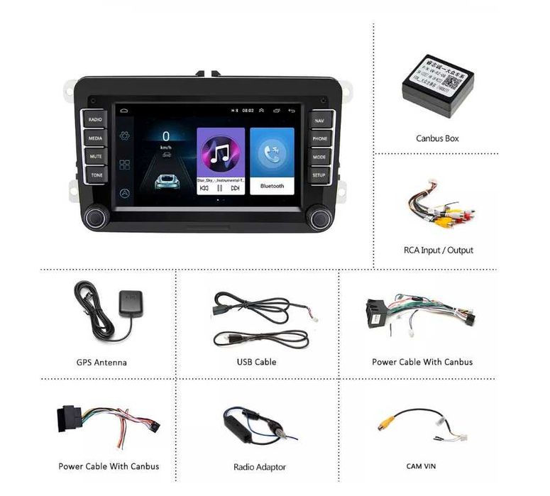 Navigatie VW Skoda Seat dedicata, Android 11, 7 inch, 64+ 2GB RAM