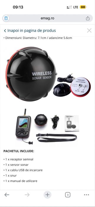 Sonar Pescuit Fish Finder Wireless