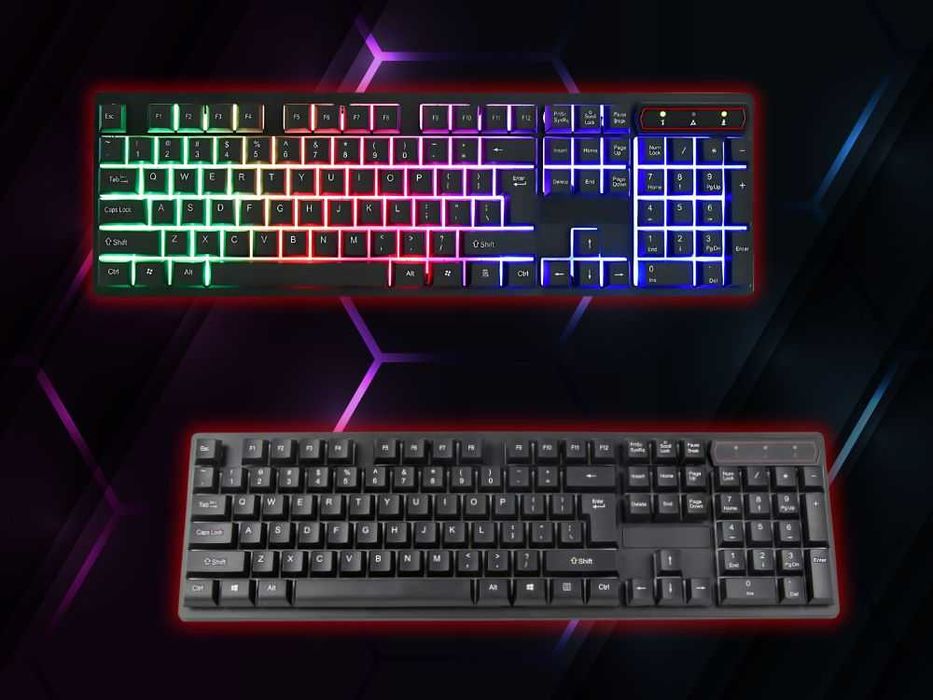 Tastatura gaming iluminata LED RGB silentioasa cu bloc numeric USB