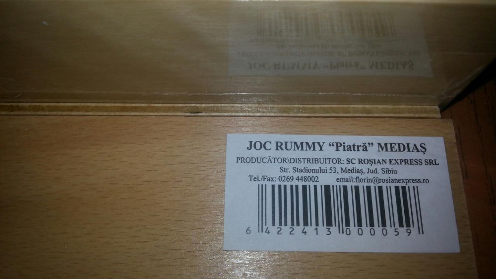 Joc Remy/Rummy Medias. Cutie lemn masiv. 106 piese piatra. In tipla!