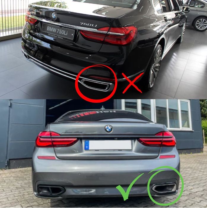 Стикери Двойни Накрайници BMW 7 Серия G11/ G12 2015 -2019 -Черен Гланц