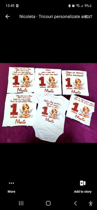 Set 7 tricouri personalizate 1 an