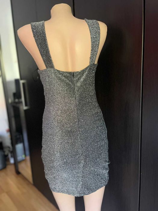 Rochie seara cu sclipici, gri