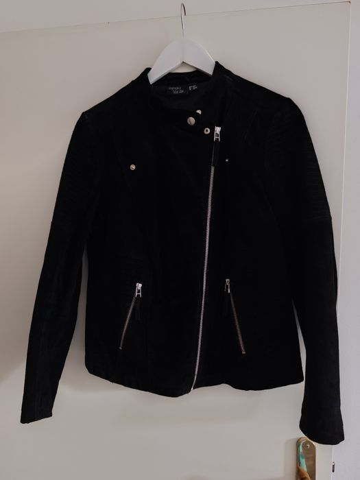 Яке, естествен велур, черно