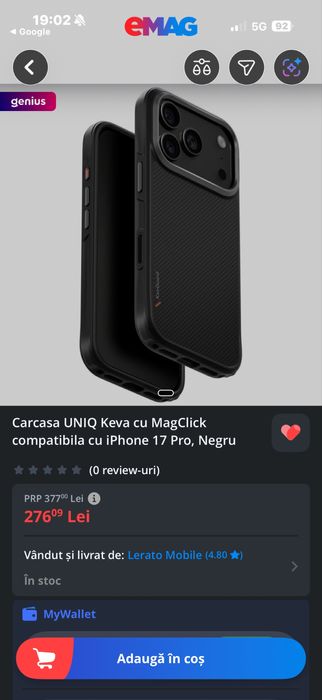 Carcasa husa UNIQ Keva cu MagClick compatibila cu iPhone 17 Pro, Negru