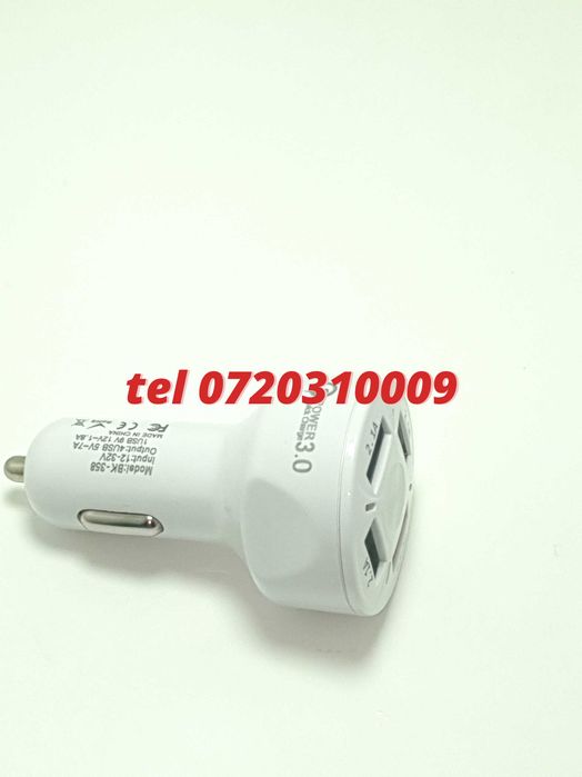 Incarcator Masina Auto 4 Porturi Bricheta Usb Qc Incarcare Rapida