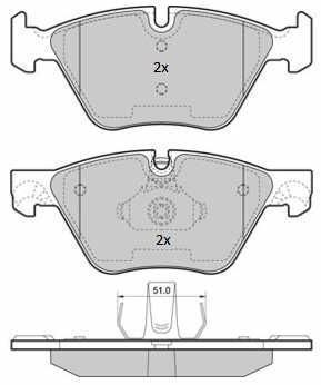 Placute frana BMW Seria 3 (E90/ E91), Seria 5 (E60), X1 (E84), Z4 (E89) SRLine parte montare : Punte fata