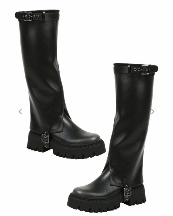 Ежедневни дамски ботуши в черно и кафяво