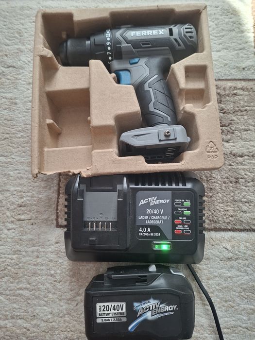 Bormasina FERREX 20V + Acumulator Mare 5Ah + Încărcător Rapid - NOI