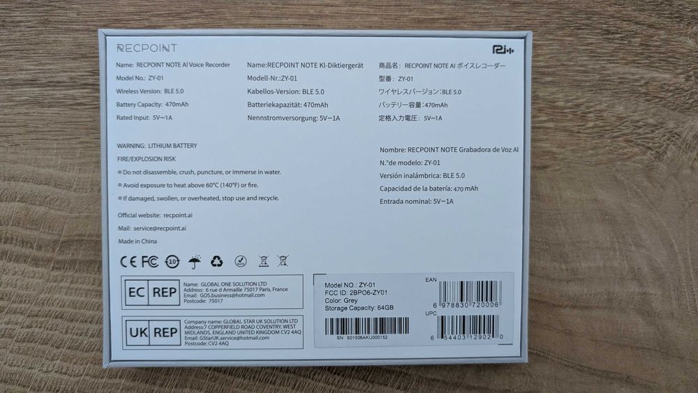 RECPOINT Note AI Voice Recorder