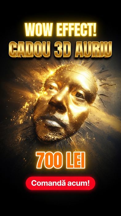 Cadou Personalizat 3D - Sculptură Aurie pe Pânză (700 lei)
