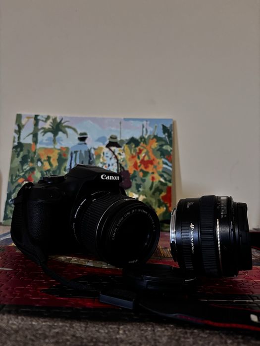 Canon EOS 2000D + obiectiv EF-S 18-55mm + baterii (DSLR WiFi)