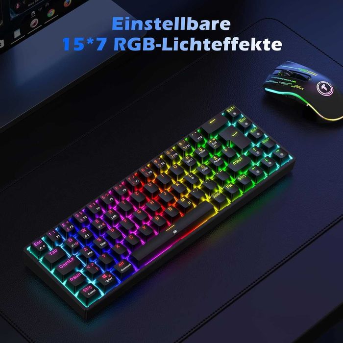 Tastatură gaming wireless mecanică Tecurs KB510 RGB,QWERTZ red switch