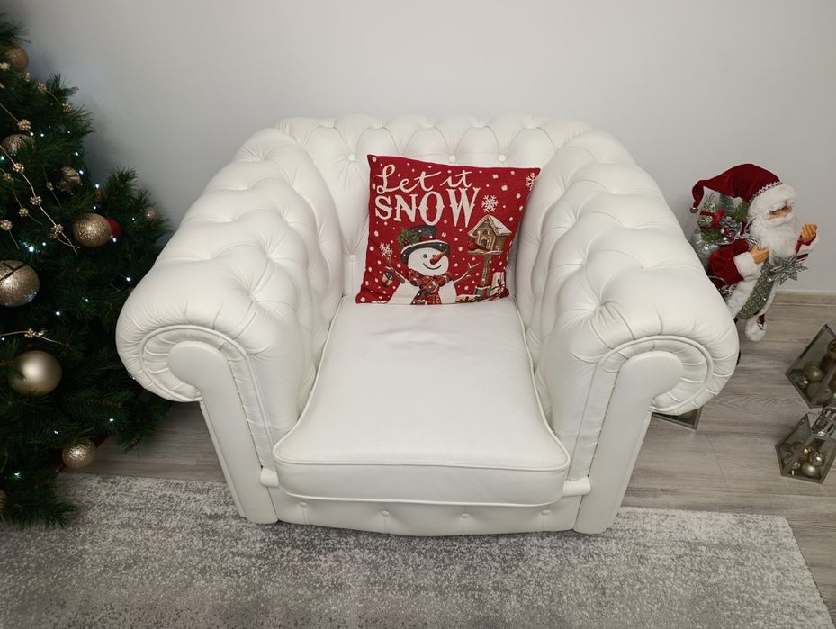 Set canapele și fotolii Chesterfield piele naturala