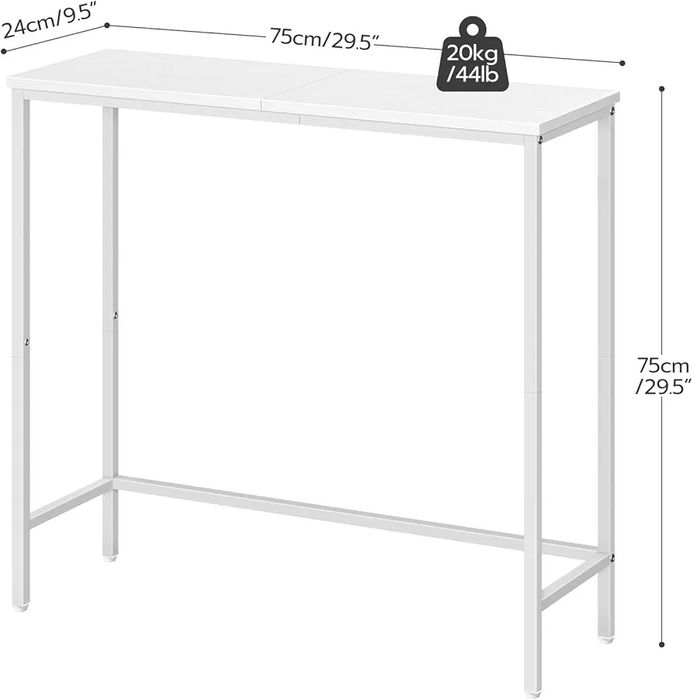 Masă Consolă Îngustă 75 cm – Albă