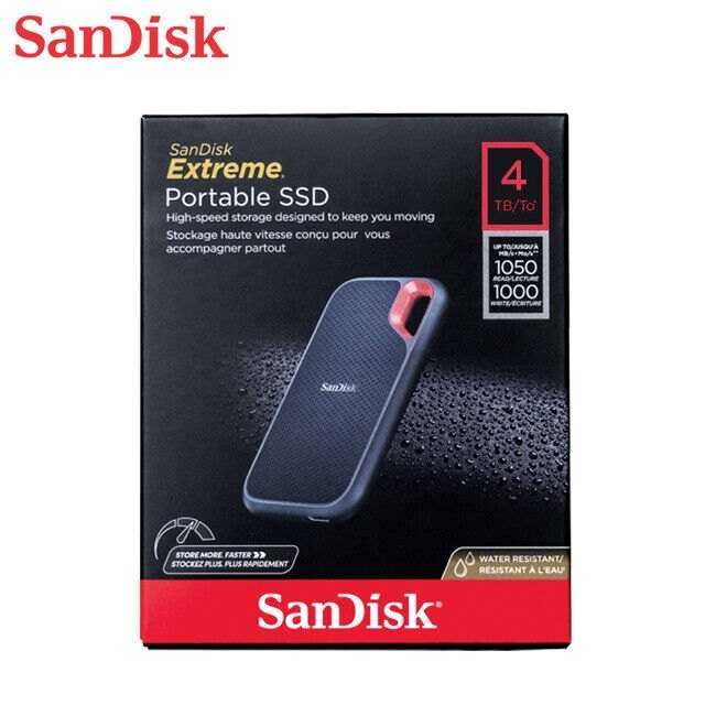 Портативный SSD SanDisk 4TB Extreme (1050 MB/s) Новый запечатанный