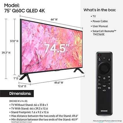 Телевизор SAMSUNG 75* Q60C QLED 4K серии + Бесплатная Доставка !