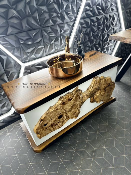 Дървен плот за баня | Плот за умивалник от естествено дърво