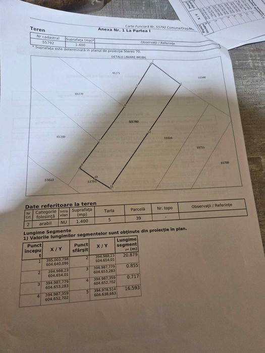 Vand teren extravilan la granita cu intravilan