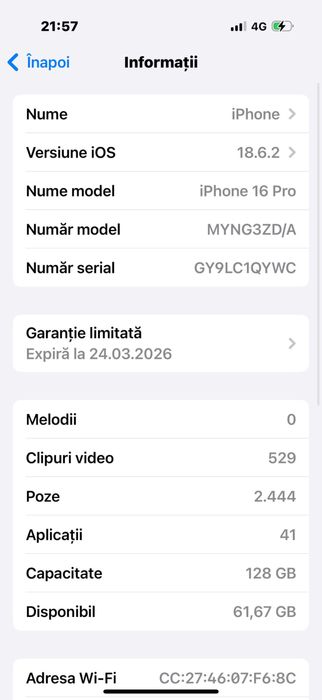 Iphone 16 pro inca în garantie