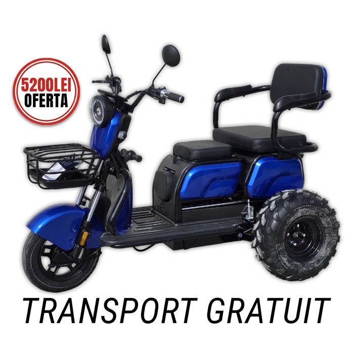 Tricicleta electrica FARA PERMIS 2 locuri | 1000w Livrare gratuita