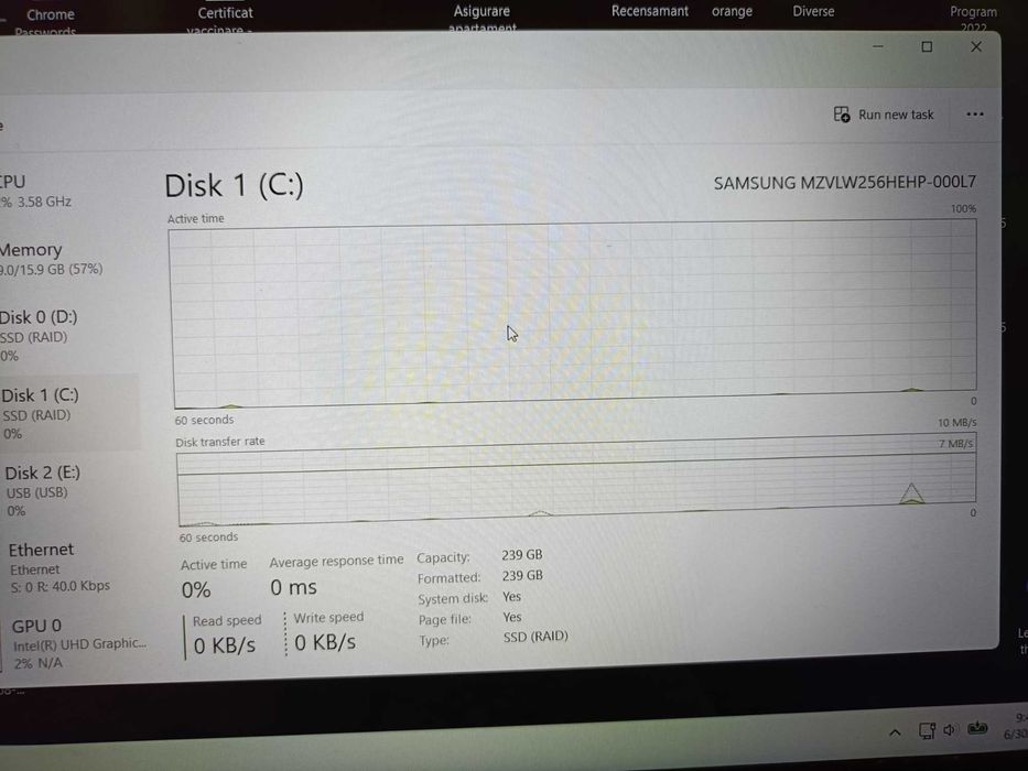 Laptop DELL Latitude 5590 - I5 gen 8, 16 GB RAM DDR4, SSD Nvme 256GB, baterie noua, stare foarte buna