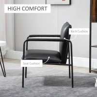 Scaun de living cu brate infasurate si picioare din otel, Negru HOMCOM