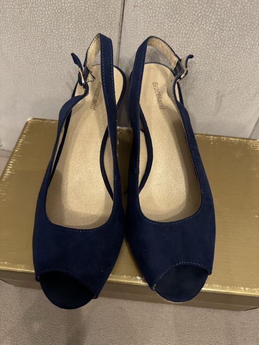 Pantofi/sandale Anna Cori 38 piele intoarsa bleumarin