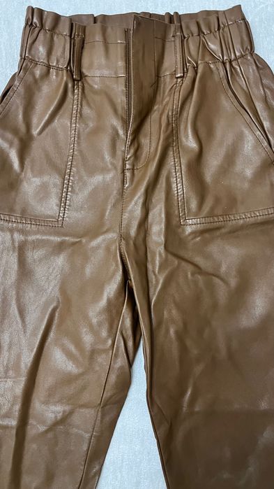 Коричневые кожаные штаны S