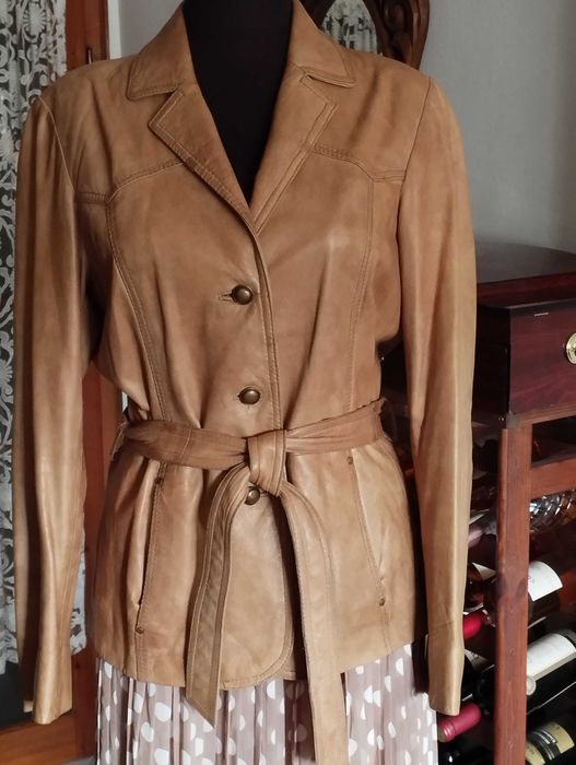 ЕСТЕСТВЕНА КОЖА на SAKI дамско кожено яке, цвят карамел