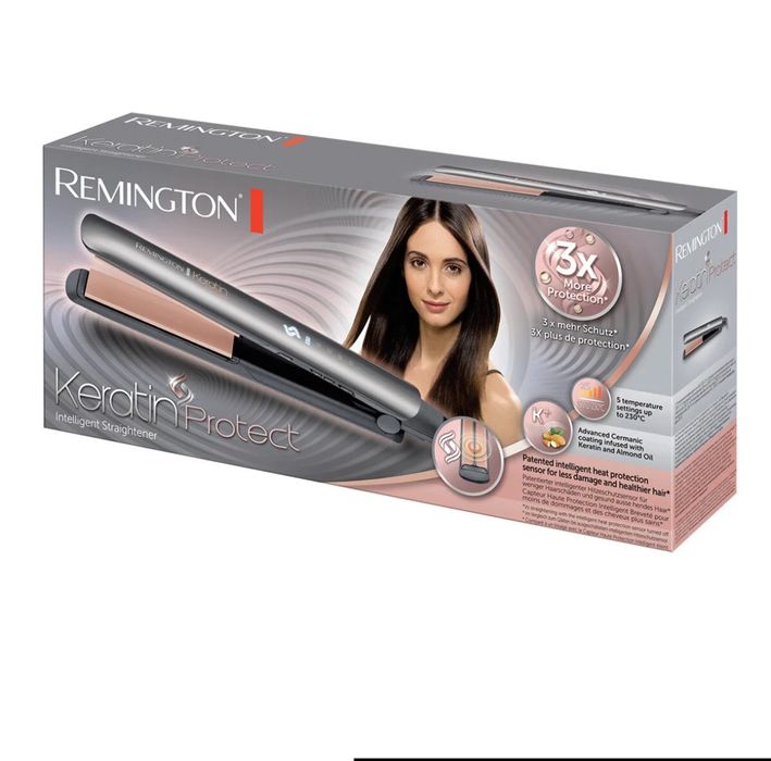 Преса за коса Remington Keratin Protect S8598, Керамично покритие, 230°C, Сива