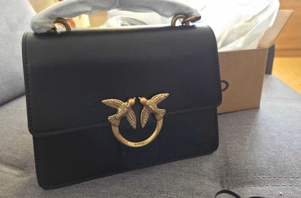 Кожена дамска чанта тип "куфарче" PINKO LOVE ONE