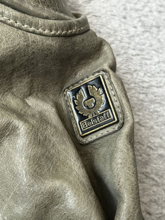 Belstaff  Мото естествена кожа  Дерматинено Зелено Яке  L