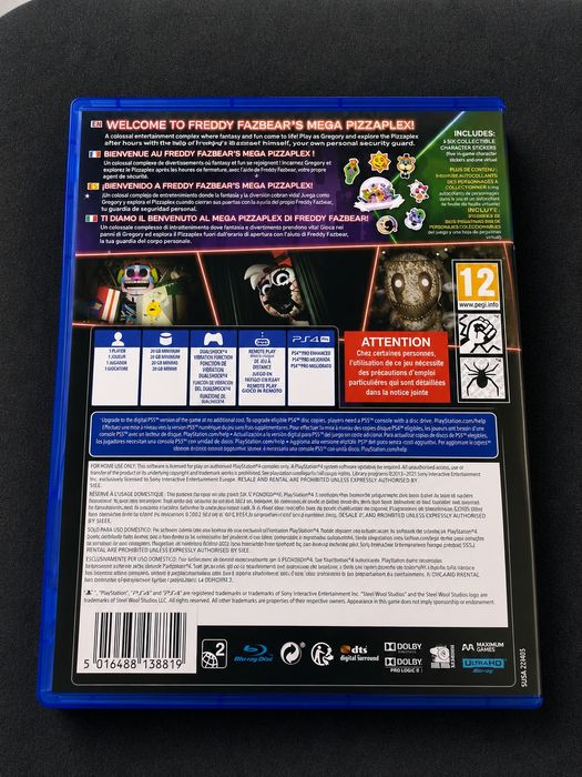 Диск PS4  Five Neghts at Freddy's SECURITY BREACH + FNAF RUIN