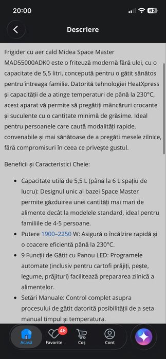 Air frayer midea 1900-2250W ,sigilat