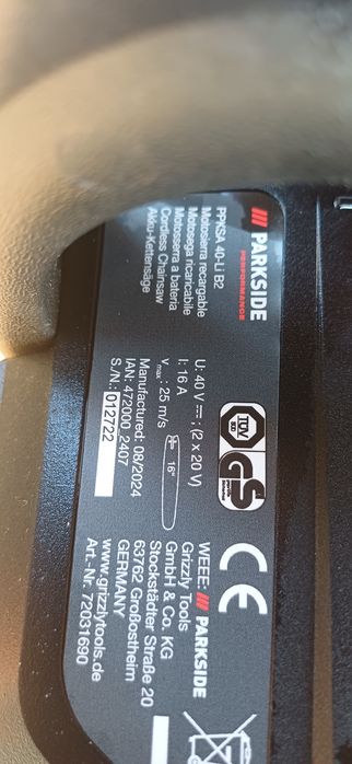 Drujba pe acumulator 40v parkside performance Brushless