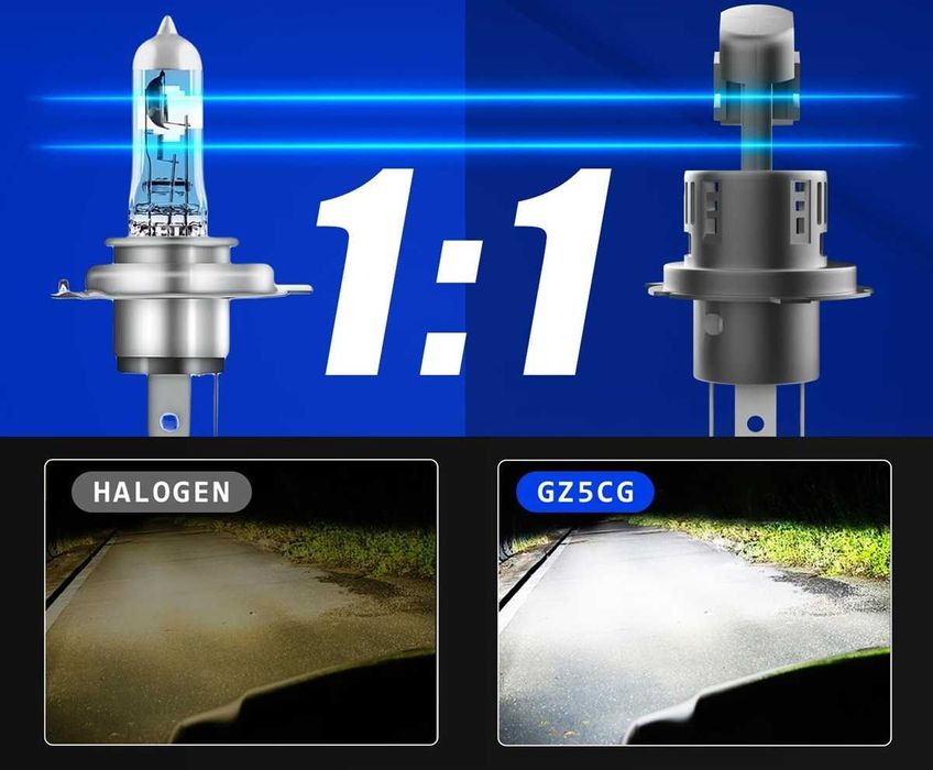 60W LED Мини Диодни крушки H4 12V - 6500K