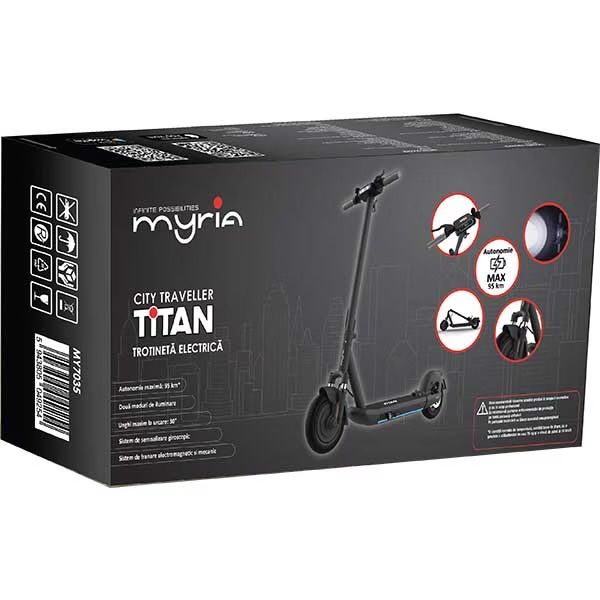 Trotineta electrica MYRIA City Traveller Titan MY7035, 10 inch, pliabila, negru