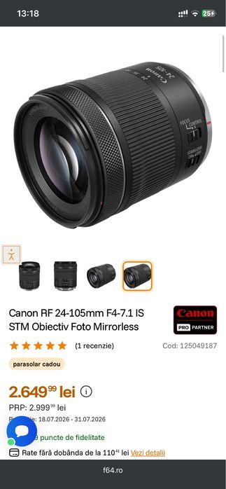 Obiectiv Canon RF 24-105 mm/ f4-7.1