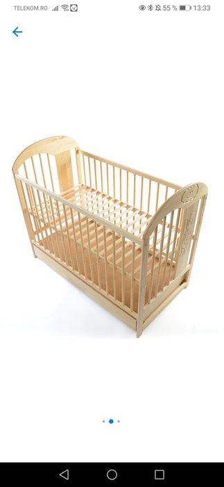 Patut din lemn pentru saltea de 60x120