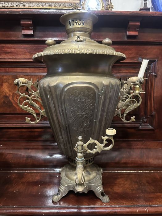 Антикварный шикарный самовар Баташева! Рабочий!На 8 л