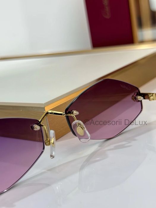Ochelari de Soare Cartier CT0433S Noi Full Box Panthere [Verificare Colet] Gold/Violet